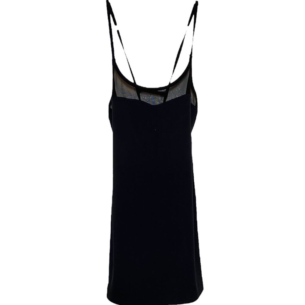 Splits59 Tank Top Mesh Bust Spaghetti Criss Cross Back Straps Black M